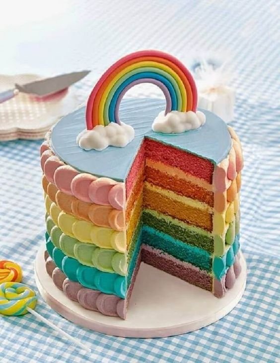 Gorgeous Rainbow Cake Happy Birthday deals LED Light Celebration Decoration