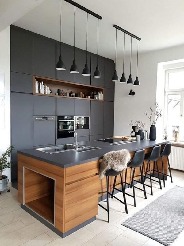 A sleek black cabinet offering a contemporary look