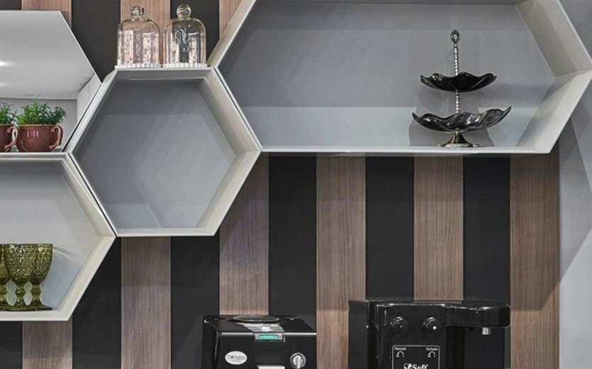 Honeycomb-style kitchen niches bring sophistication to the space.