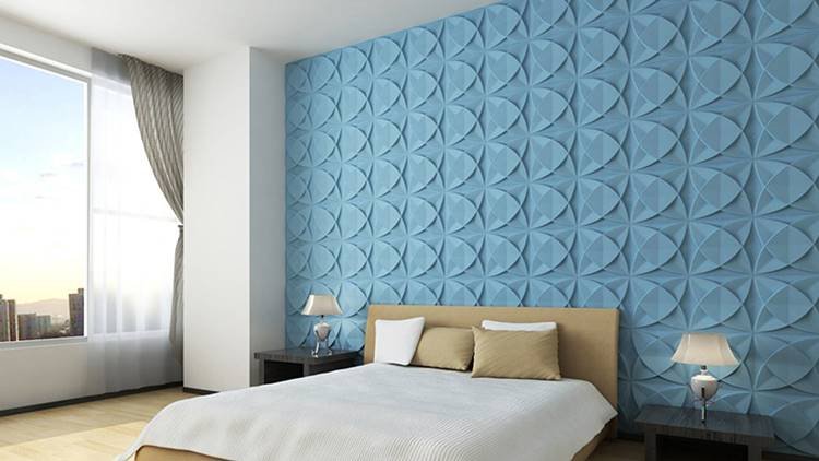 3D plaster wall painted blue, a good inspiration for those who want to make the house more cheerful