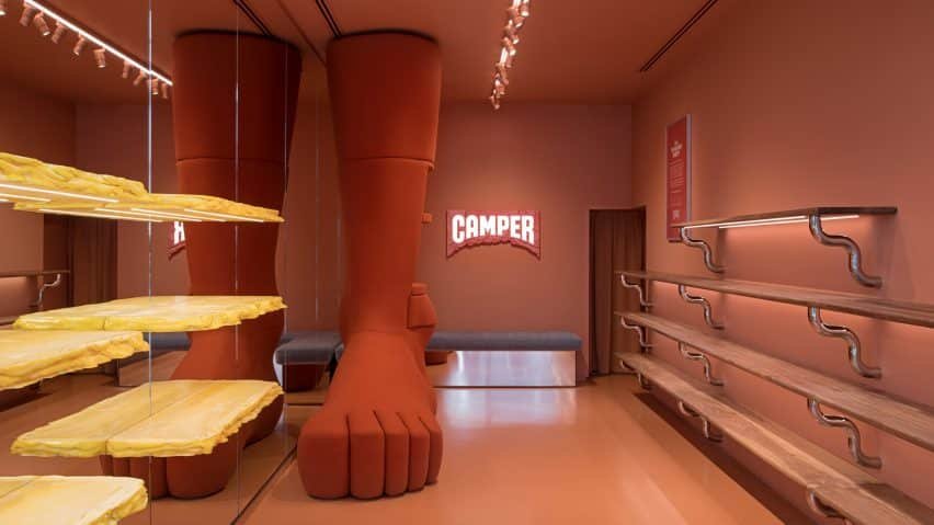 An image showcasing the renovated Camper store on Regent Street, designed by James Shaw.