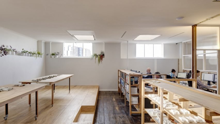 Interior view of TERRIOR's Hobart office, showcasing the use of existing timber partitions.