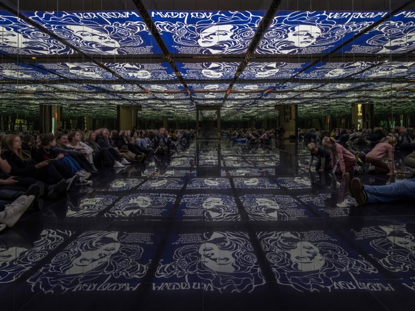 Interior of 'mirror pavilion' in exhibition hall