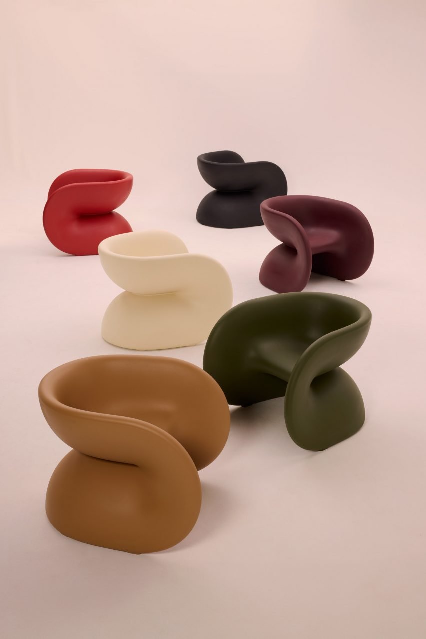 Multi-coloured chair designed by Jumbo for Heller.