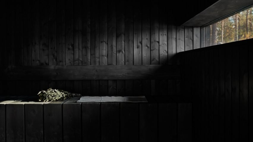 A hero image of a sauna interior designed by Studio Puisto, showcasing its inviting design.