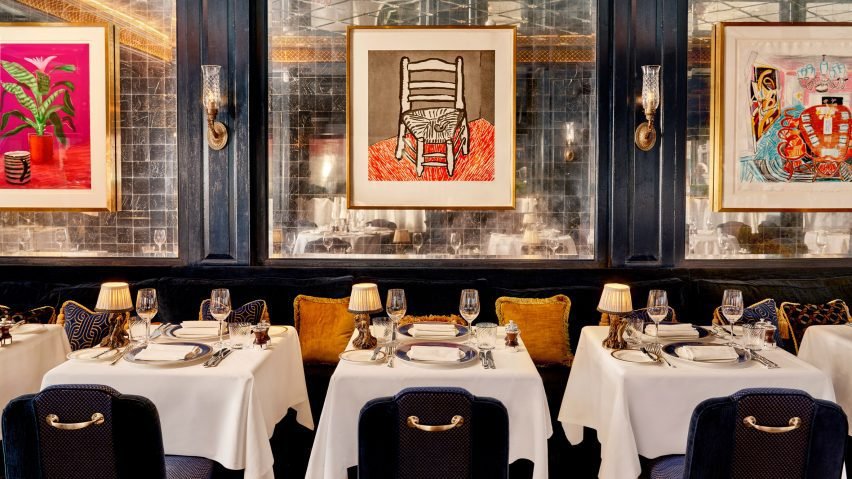 Dining room and chairs with laid table